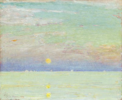 Salida de la luna al atardecer, Cape Ann de Childe Frederick Hassam