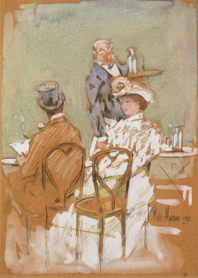 Fuera del Café del Gran Bulevar de Childe Frederick Hassam
