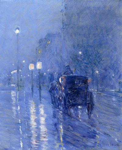 Medianoche lluviosa, finales de 1890 (óleo sobre lienzo) de Childe Frederick Hassam
