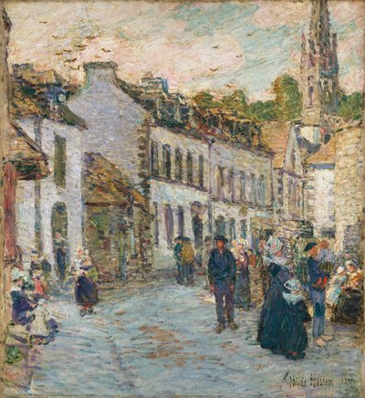 Calle en Pont Aven - Noche de Childe Frederick Hassam
