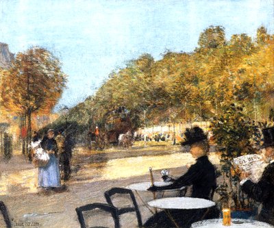 La terraza del café de Childe Frederick Hassam