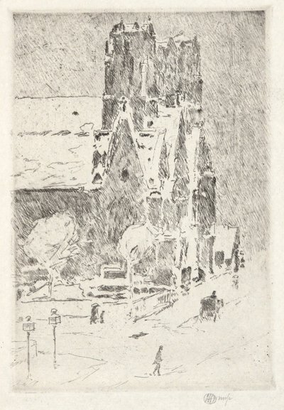 Iglesia del Calvario en la nieve de Childe Hassam