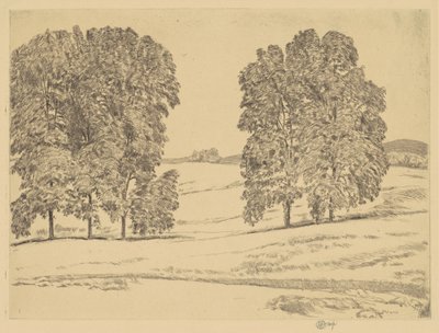 Nogales en un campo de heno de Childe Hassam