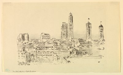 Horizonte de Nueva York – Edificios iluminados de Childe Hassam