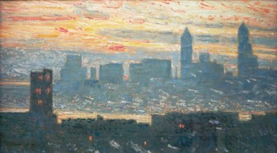 Puesta de sol en Manhattan de Childe Hassam