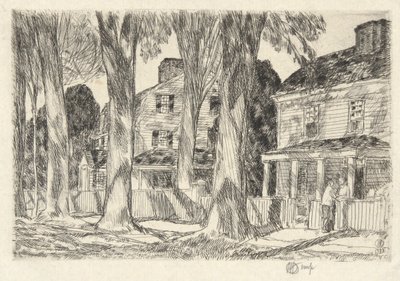 Calle del pueblo de la luz del sol, 1925 de Childe Hassam