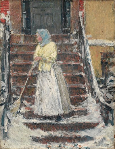 Barrer la nieve de Childe Hassam