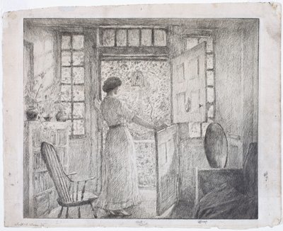 La puerta holandesa (recto), la danza griega (verso) de Childe Hassam