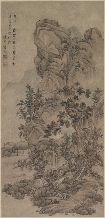 Paisaje con figuras de China, Qing dynasty