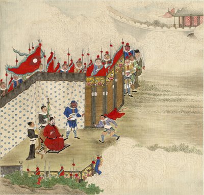 Príncipe chino recibiendo mensajero, ca. 1820 de Chinese Master