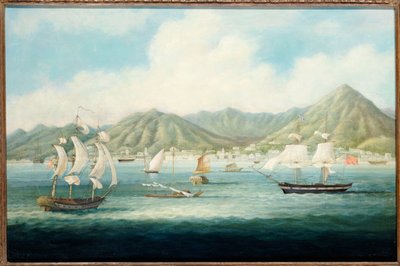 Vista de Victoria, Hong Kong con barcos británicos y otros buques, c.1850 de Chinese School