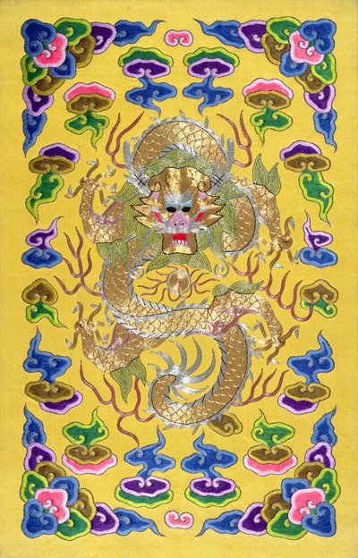 Un dragón chino bordado, de la portada de un tratado diplomático franco-chino de Chinese School