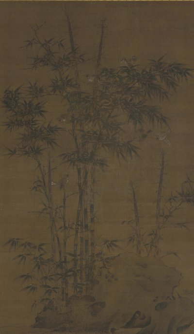 Bambú y gorriones, dinastía Yuan o Ming, finales del siglo XIV de Chinese School