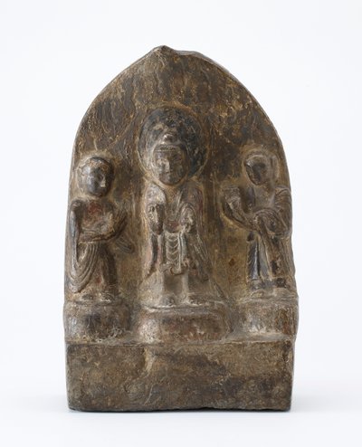 Tabla budista que representa tres figuras de pie, Periodo de División, 536 d.C. de Chinese School