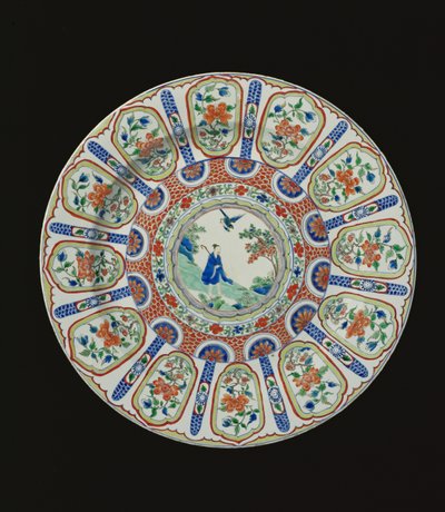Plato que representa al poeta inmortal Tang Li Bai, Período Kangxi, c.1690 (porcelana) de Chinese School