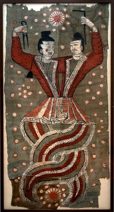 Figuras mitológicas chinas Fuxi y Nuwa, siglo VII d.C. de Chinese School