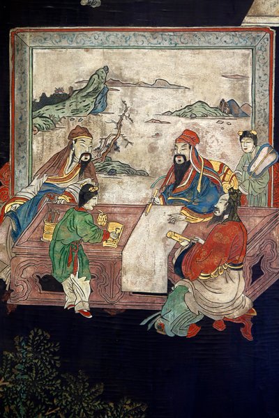 Paneles de laca de Coromandel de China, detalle, c.1730 de Chinese School