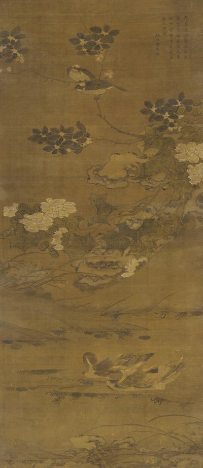 Flores, patos y otros pájaros, dinastía Ming o Qing, siglo XV-XVIII de Chinese School