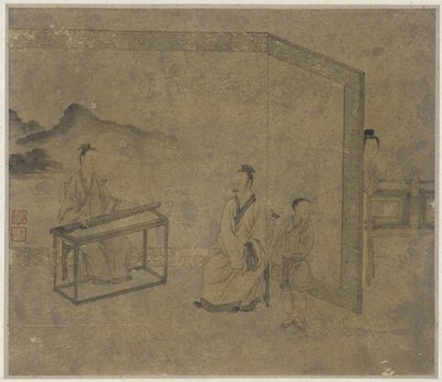 Escuchando la cítara, dinastía Ming o Qing de Chinese School