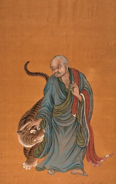 Lohan con Tigre, finales del siglo XVIII a principios del siglo XIX de Chinese School