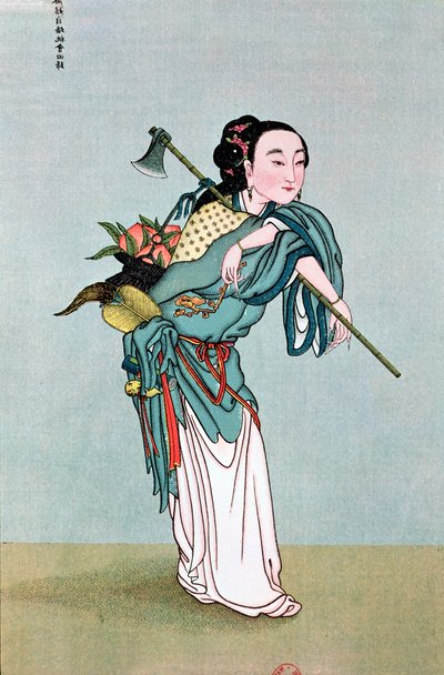 Ma Kou llevando plantas medicinales, de una obra del Padre Henri Doré, finales del siglo XIX de Chinese School