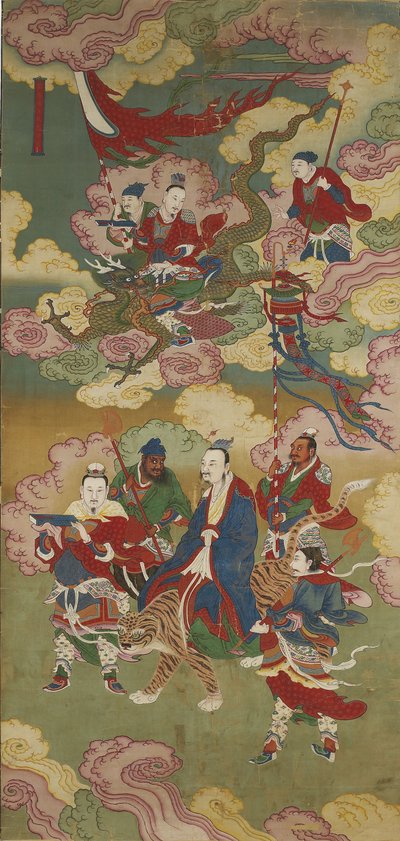 Emisarios del tesoro numinoso, de un conjunto ritual budista de tierra y agua de Chinese School