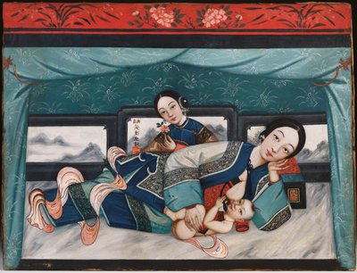 Madres lactantes con bebés y asistente femenina, c.1870 de Chinese School