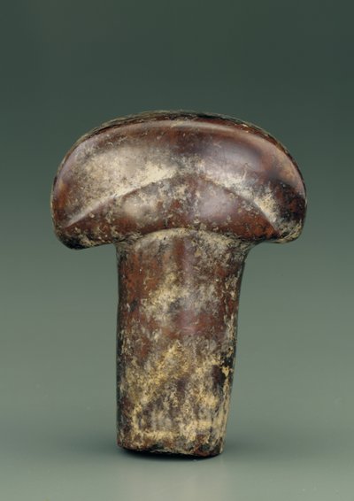 Objeto en forma de varilla ovalada coronada por un grueso pomo semicircular (serpentina) de Chinese School