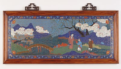 Panel que representa un paisaje chino, dinastía Ming de Chinese School