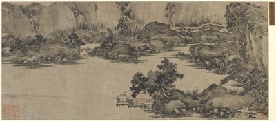 Retiro de eruditos en el río, posiblemente dinastía Qing de Chinese School