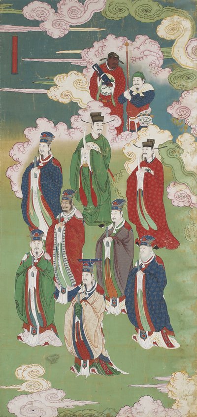 Los emperadores exaltados y los dioses de las cinco direcciones, de un conjunto ritual budista de tierra y agua de Chinese School