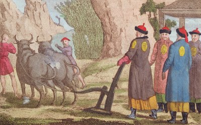 El Festival del Arado en China, ilustración de portada para La Chine en Miniature, por J.B. Breton, París, editado por Nepveu, 1811 (grabado en color) de Chinese School