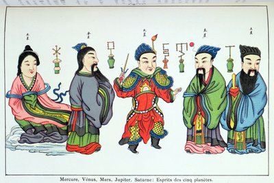 Los espíritus de los cinco planetas, Mercurio, Venus, Marte, Júpiter y Saturno, reproducido en Recherche sur les superstitions en Chine por el Padre Henri Doré y publicado en 1911 de Chinese School