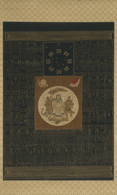 Zhenwu con los Ocho Trigramas, el Dipper del Norte y Talismanes, dinastía Qing de Chinese School