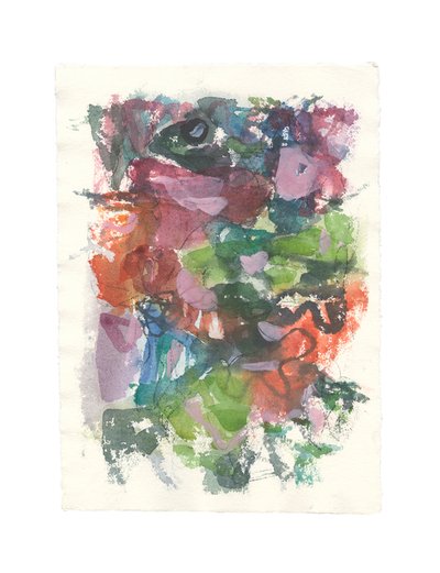 Composición abstracta, Serie orgánica, 2021 (acuarela, gouache y carboncillo sobre papel de acuarela hecho a mano) de Ching Fun Tso