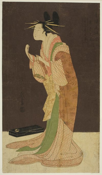 Una Selección de Belleza de los Cuartos de Placer (Seiro bisen awase): Misayama del Chojiya en Vestido de Noche (Tokogi no zu - Chojiya Misayama) de Chobunsai Eishi