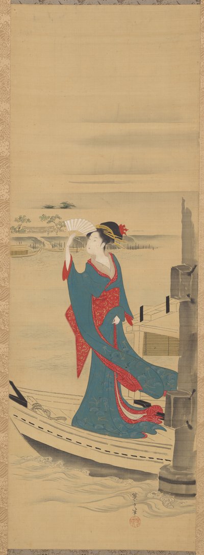 Beauty in a Boat on Sumida River de Chobunsai Eishi