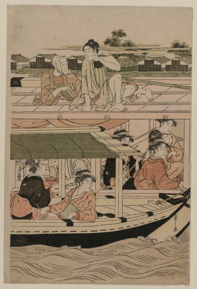 Fiesta en barco en el río Sumida, finales de 1780 de Chobunsai Eishi