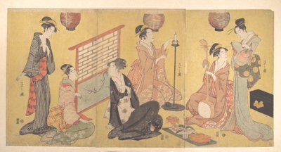 Geisha preparándose para un entretenimiento de Chobunsai Eishi