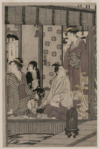 Gloria de la mañana de la serie El cuento de Genji en vestido moderno elegante, c. 1790 de Chobunsai Eishi