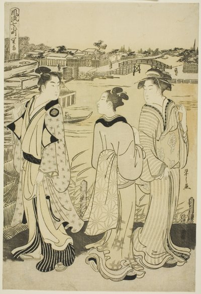 Ono no Komachi en el Templo Seki, de la serie Las Siete Komachi a la Moda (Furyu nana Komachi) de Chobunsai Eishi
