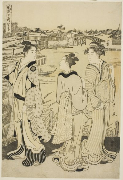 Ono no Komachi en el templo Seki, de la serie Las siete Komachi a la moda (Furyu nana Komachi), c.1788 (xilografía en color; oban) de Chobunsai Eishi