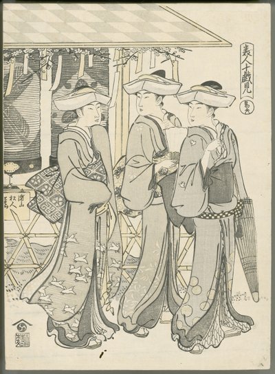 Mujeres que van al teatro de Chobunsai Eishi