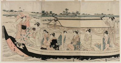 Mujeres en un bote de placer en el río Sumida, principios de 1790s de Chobunsai Eishi