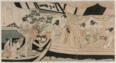 Mujeres en un bote de placer en el río Sumida, mediados de la década de 1790 de Chobunsai Eishi
