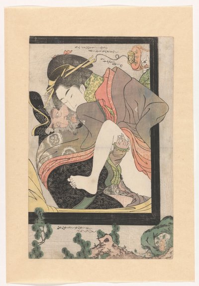 holandés con una cortesana japonesa de Chokosai Eishô (attributed to)