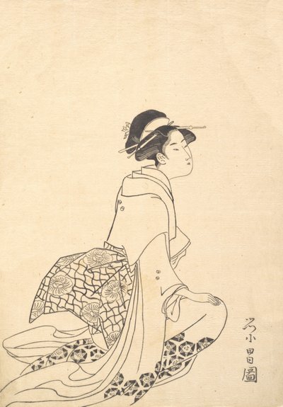 Una mujer arrodillada de Chokosai Eisho