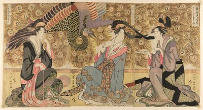 Una parodia de cortesanas en exhibición en el Ogiya (Ogiya mise yatsushi) de Chokosai Eisho
