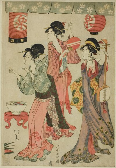 Festividad en una casa de té, de una parodia de Chushingura de Chokosai Eisho