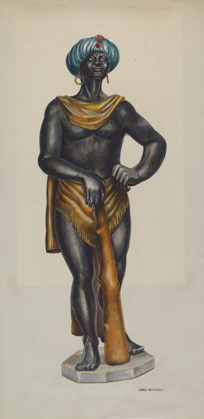 Figura publicitaria de esclavo de Chris Makrenos